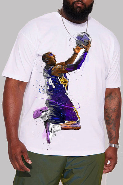 Loose Casual Men's Plus Size T-shirt Super Basketball Star