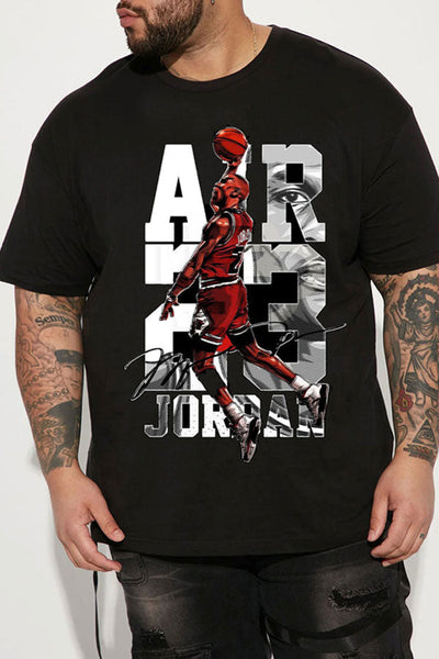 Loose Casual Men's Plus Size T-shirt Super Basketball Star