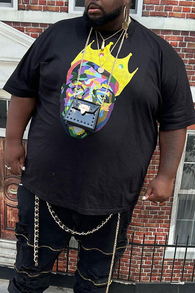 Men's Plus Size Street-Style 3D Printed T-Shirt with Rock Music Icon Portrait