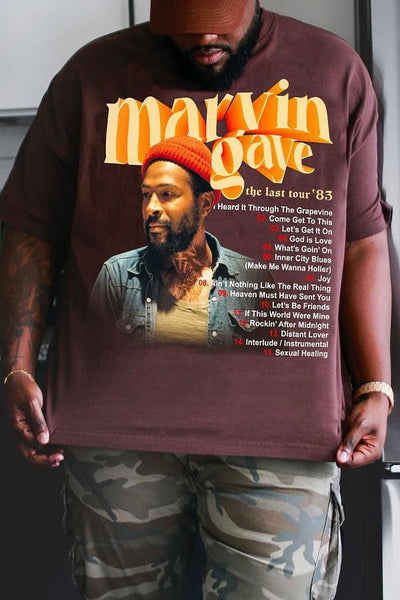 Plus-size Men's Loose Casual Printed T-shirt Superstar Marvin Gaye